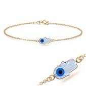 Evil Eye Hamsa Shape Silver Bracelet BRS-205-RO-GP